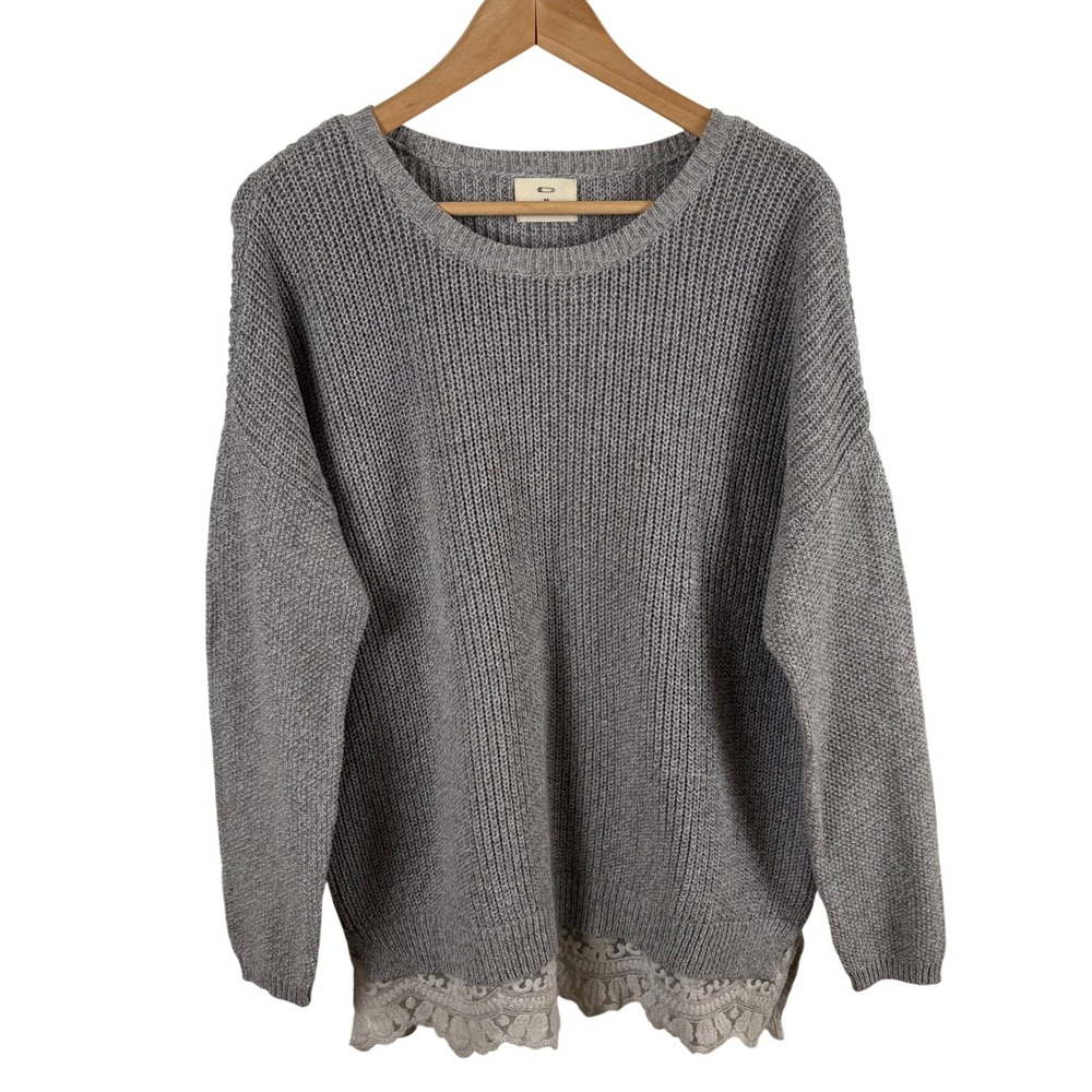 Pins and Needles Urban Outfitters Gray Sweater‎ Lace Trim Women's M Cottagecore